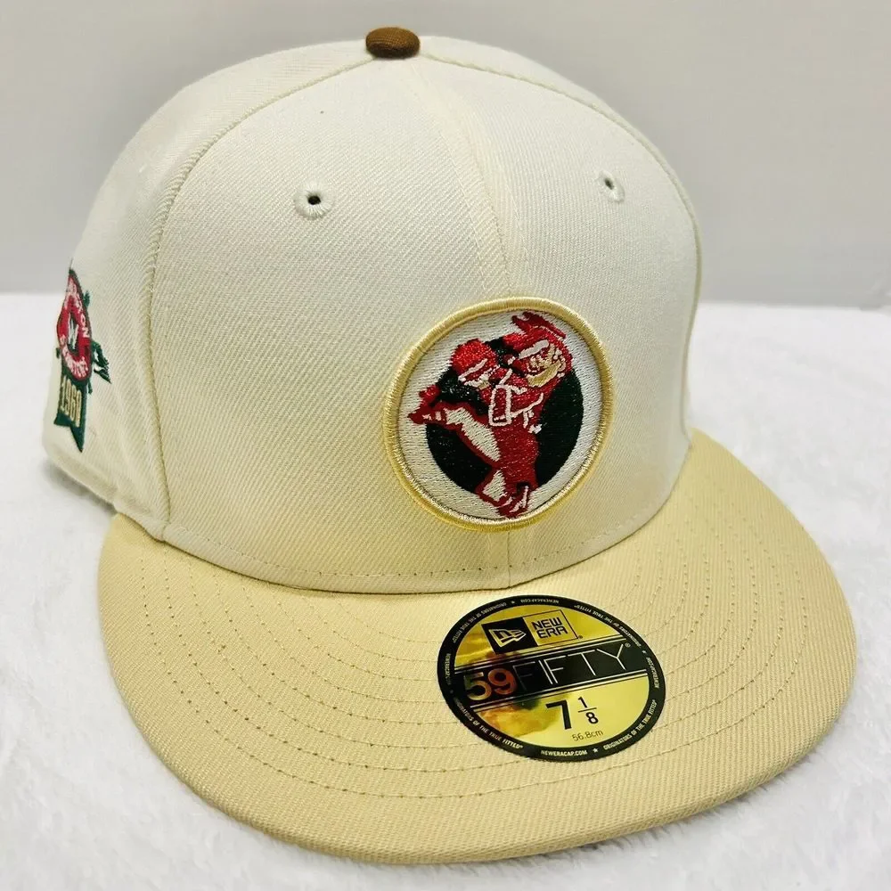 New Era Washington Senators 1960 Patch 59FIFTY Fitted Hat Cap White Beige 7‎ 3/8